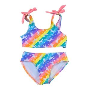 Cat & Jack Pink, Purple, Blue & Yellow Unicorn Bikini XS(4-5)